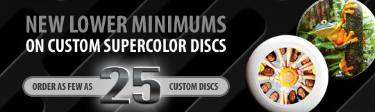New lower minimums of custom supercolor UltraStars. Order as few as 25 custom discs.